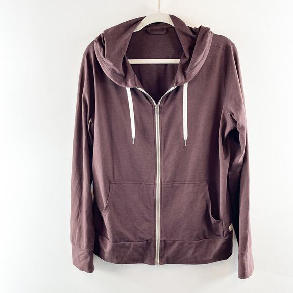 Vuori Halo Performance Long Sleeve Full Zip Hoodie 2.0 Ruby Heather Maroon XL - Picture 5 of 9